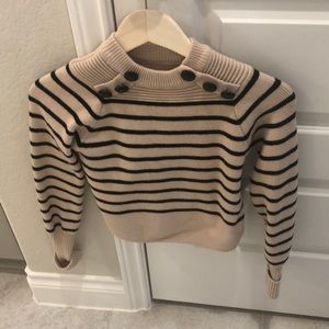 Striped button black and cream sweater